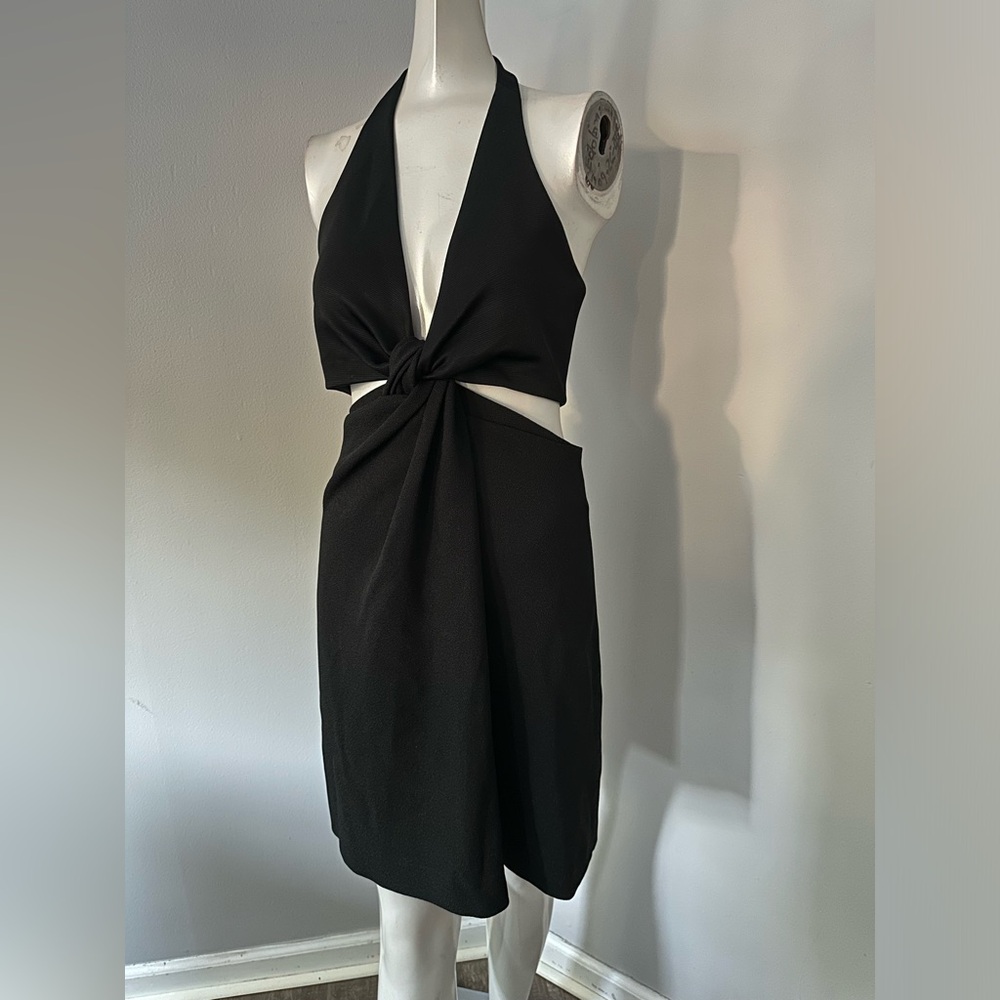 Galvan eclipse cutout stretch-jersey halterneck m… - image 7